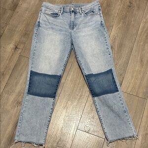 a.n.a Light Blue Straight Leg Jeans with Dark Blue Patches